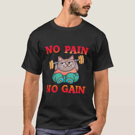 Gym kat geen pijn geen winst t-shirt (Voorkant)