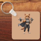 Gym Kat Hanteerketting – Grappige Fitness Kat Sleutelhanger (Voorkant)
