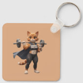 Gym Kat Hanteerketting – Grappige Fitness Kat Sleutelhanger (Achterkant)