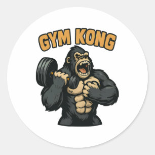 Gym Kong Grappige Bodybuilding Fitness Gorilla Bee Ronde Sticker