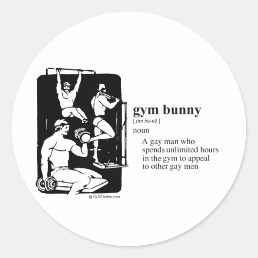GYM KONIJN RONDE STICKER (Voorkant)