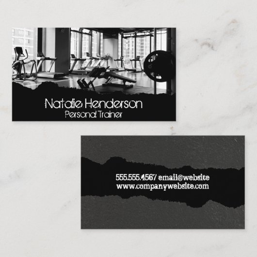 Gym Locatie | Visitekaartje met een Torn-effect (Voorkant / Achterkant)