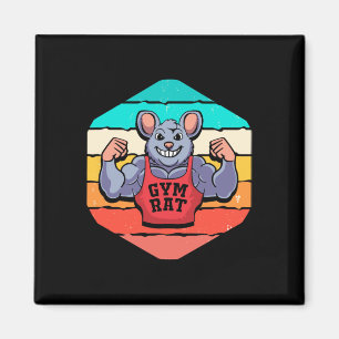 Gym Lover Bodybuilding Retro Geometrische Gym Rat Magneet