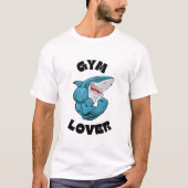 Gym Lover Shark Flexing Funny Workout T-Shirt (Voorkant)