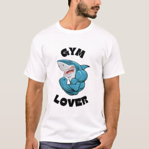 Gym Lover Shark T-Shirt Grappig Fitness Grafisch