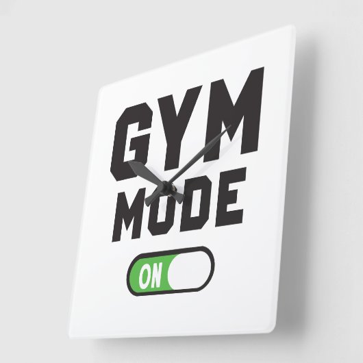 Gym Mode – Train Hard Stay Strong Vierkante Klok (Hoek)