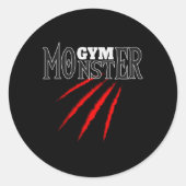 Gym Monster Sport Bodybuilding Gewichtstraining Gy Ronde Sticker (Voorkant)