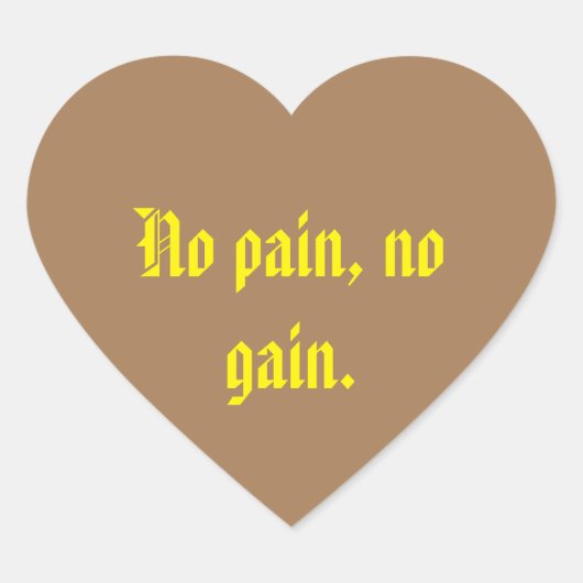 GYM-motivatie citaat en licht bruin Hart Sticker (Voorkant)