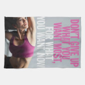 Gym Motivatie - Geef niet op - Women's Workout Theedoek (Horizontaal)