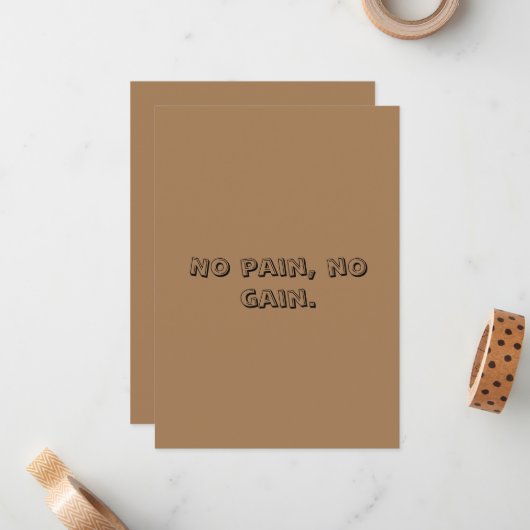 GYM Motivation - Aangepaste tekst en licht bruin Notitiekaartje (Voorkant / Achterkant in situ)