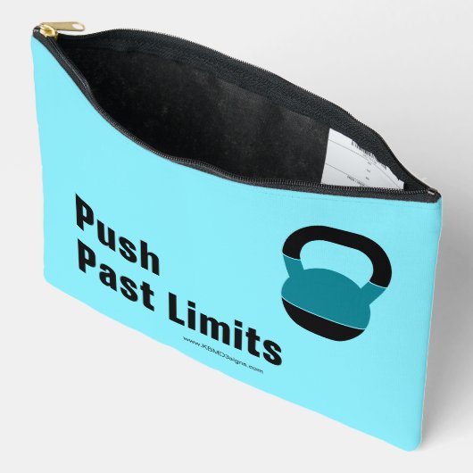 Gym Motto Push Past Limits Electric-Blue Black Etui (Open)