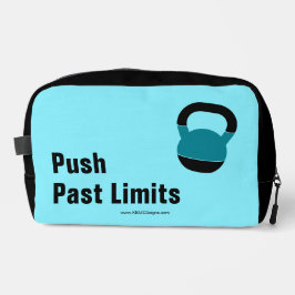 Gym Motto Push Past Limits Electric-Blue Black Toilettasje