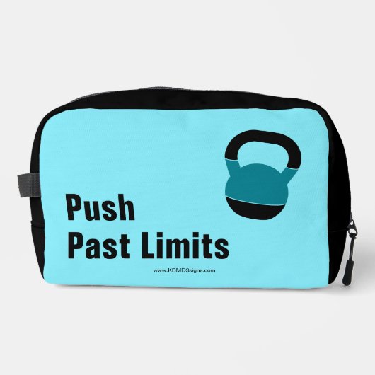 Gym Motto Push Past Limits Electric-Blue Black Toilettasje (Voorkant)