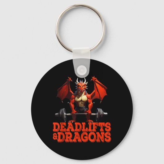 Gym Nerd Deadlifts Dragons RPG Workout Sleutelhanger (Voorkant)