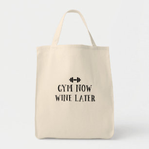 Gym nu Wine niet later Barbell Tote Bag