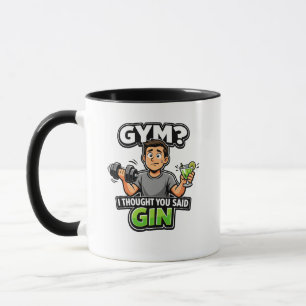 Gym of Gin Grappige Cartoon Workout Humor Mok