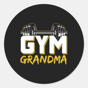 Gym Oma Krachttraining Fitness Workout Ronde Sticker