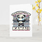 Gym Panda Training om Kawaii Schattigee Anime Work Kaart (Gele Bloem)