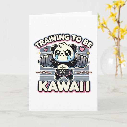 Gym Panda Training om Kawaii Schattigee Anime Work Kaart (Gele Bloem)