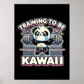 Gym Panda Training om Kawaii Schattigee Anime Work Poster (Voorkant)