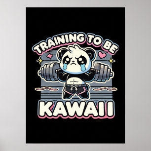 Gym Panda Training om Kawaii Schattigee Anime Work Poster
