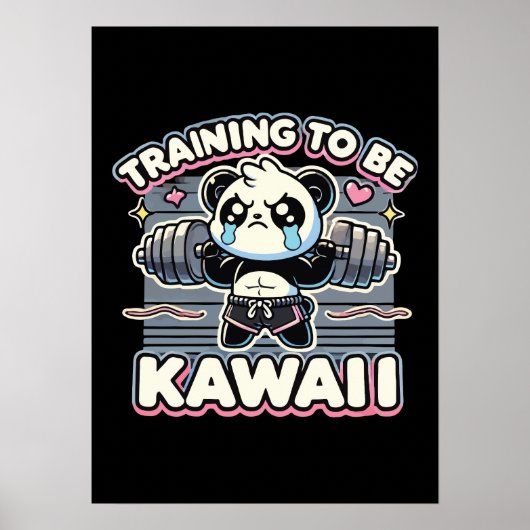 Gym Panda Training om Kawaii Schattigee Anime Work Poster (Voorkant)