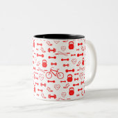 Gym patroon tweekleurige koffiemok (Voorkant rechts)