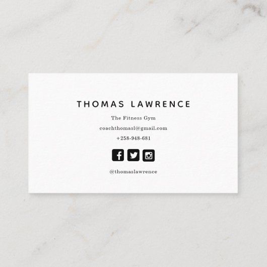 Gym personal coach moderne, minimalistische social visitekaartje (Achterkant)
