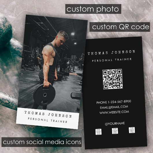 Gym Personal Trainer Fitness Foto QR-code Visitekaartje