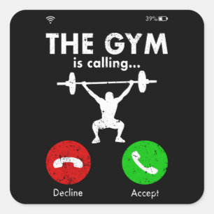 Gym Powerlift Bodybuilding Gezegde Gift Vierkante Sticker