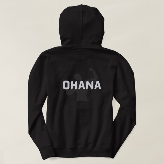 gym project ohana , white text & rock front & back hoodie (Design achterkant)