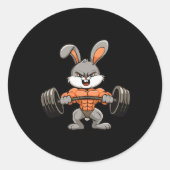 Gym Rabbit Bodybuilding Powerlifting Fitness Funny Ronde Sticker (Voorkant)