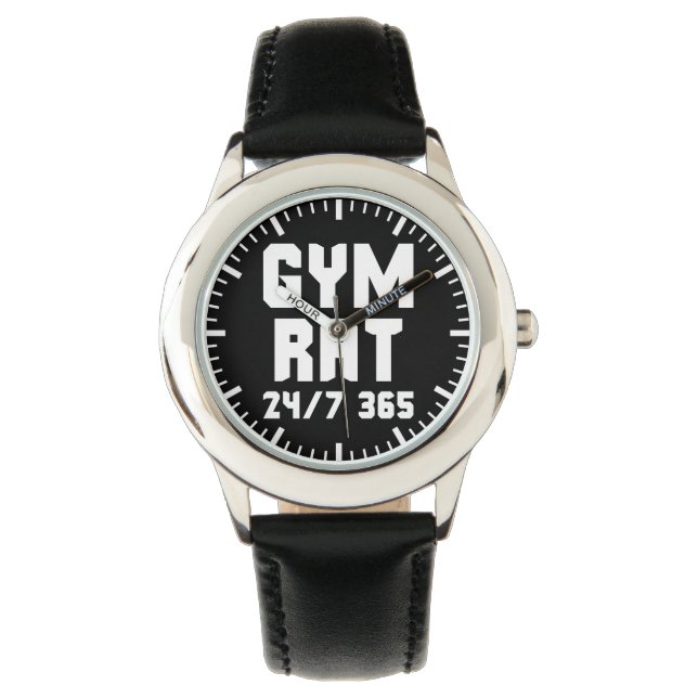 Gym Rat - Bodybuilding Gym Motivatie Horloge (Voorkant)
