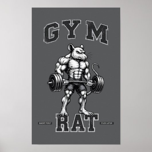 Gym Rat Deadlift -Lifting Humor- Bodybuilding Art Poster (Voorkant)