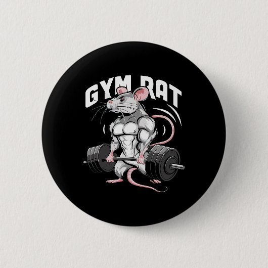 Gym Rat Grappig Bodybuilding Fitness Workout Gym W Ronde Button 5,7 Cm (Voorkant)