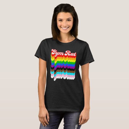 Gym Rat LGBTQ trots regenboog T-shirt (Voorkant volledig)
