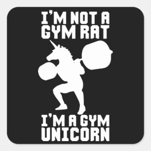 Gym Rat vs Gym Eenhoorn - Grappige Workout Inspira Vierkante Sticker