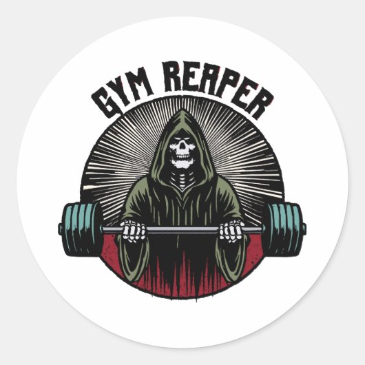 Gym Reaper Workout Ronde Sticker (Voorkant)