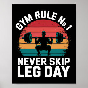 Gym Regel No1 Skip Leg Day Retro Bodybuilding Poster