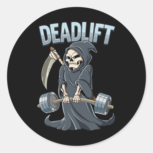 Gym Repeaer Deadlift Bodybuilding Ronde Sticker (Voorkant)