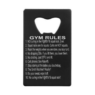 Gym Rules #USAPatriotGraphics ©WhiteTigerLLC.Com Creditkaart Flessenopener