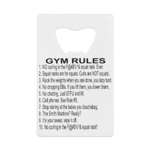 Gym Rules #USAPatriotGraphics ©WhiteTigerLLC.Com Creditkaart Flessenopener