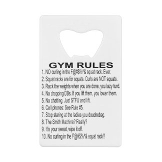 Gym Rules #USAPatriotGraphics ©WhiteTigerLLC.Com Creditkaart Flessenopener