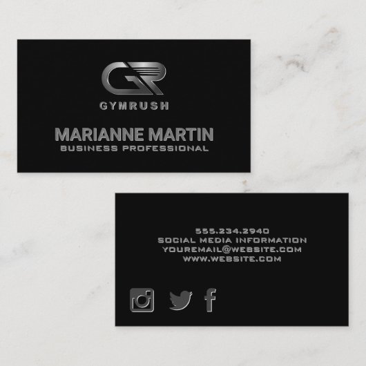 Gym Rush | Black Visitekaartje (Voorkant / Achterkant)