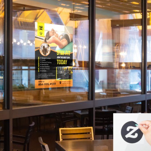 Gym Services Custom Window Cling Raamsticker (Restaurant Raam)