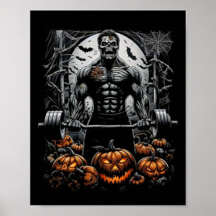 Gym Skeleton-spookachtige Fitness Fun-Halloween Wo Poster