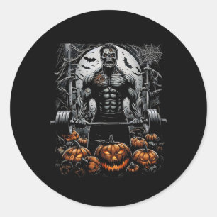 Gym Skeleton-spookachtige Fitness Fun-Halloween Wo Ronde Sticker