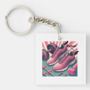 Gym Sneakers met Vrije Gewichten Workout Sleutelhanger