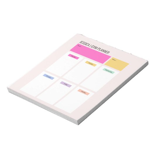 Gym sport werkuitnaam simpele pastelwekelijks notitieblok (Linkerzijde)