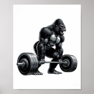 Gym Squad Fitness Groep Gorilla Gewichtheffen Werk Poster